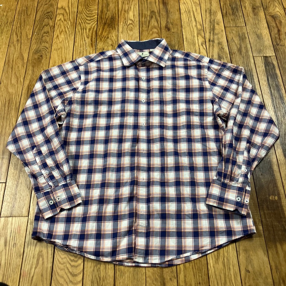 Southern Pines Men's Long‎ Sleeve Plaid Button Down Shirt XL EG Blue Red White